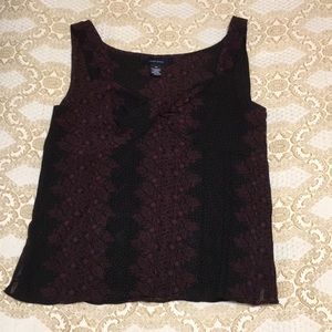 Jones Wear Lined Side Zip Blouse with Tank Straps Size 10 Black and Raspberry